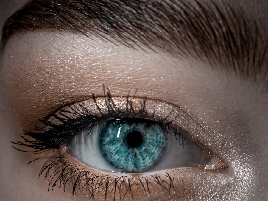 Close-up of a shimmering eye makeup look